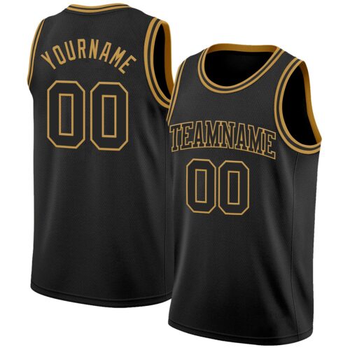 Black2857 Custom Black Old Gold Authentic Basketball Jersey