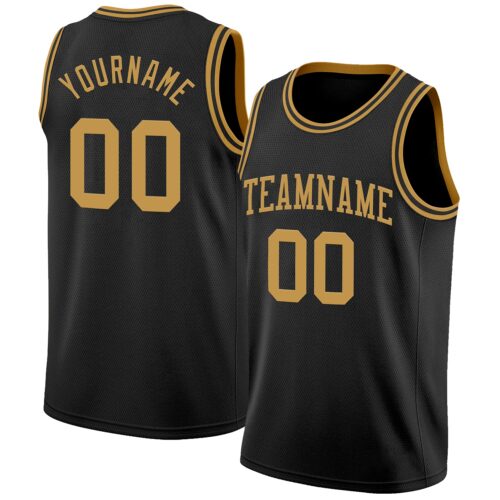 Black2858 Custom Black Old Gold Authentic Basketball Jersey