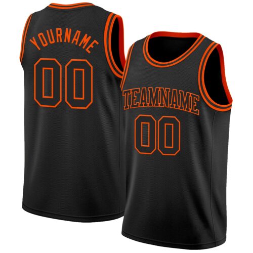 Custom Black Orange Authentic Basketball Jersey