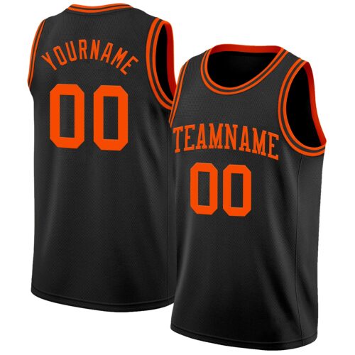 Black2860 Custom Black Orange Authentic Basketball Jersey