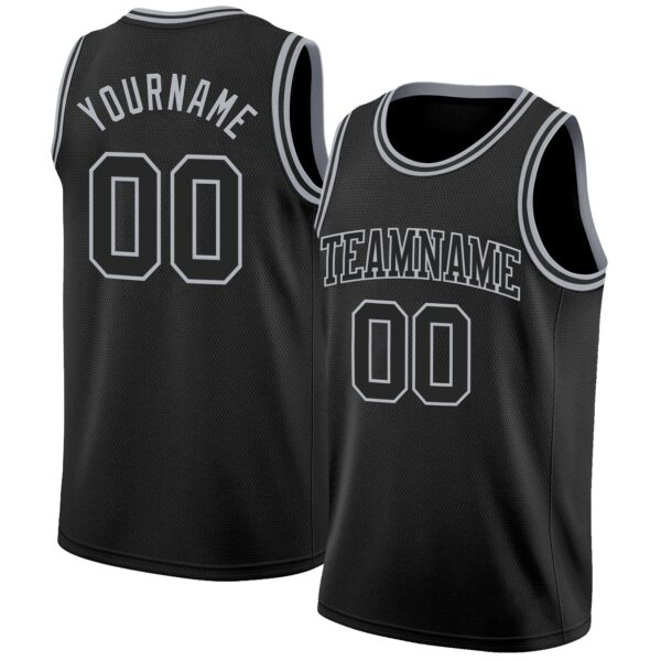 Custom Black Gray Authentic Basketball Jersey