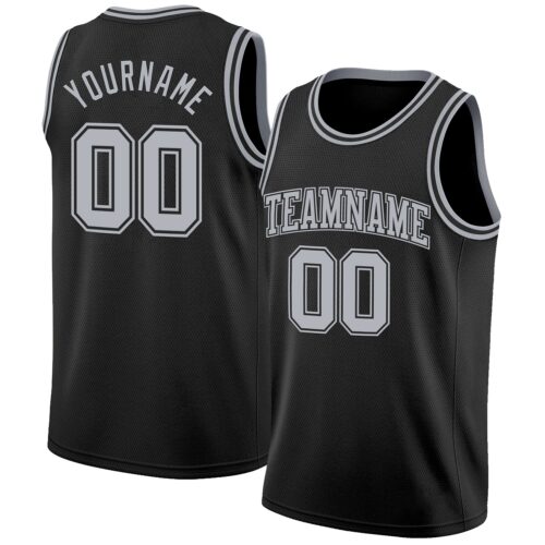 Black2865 Custom Black Gray Authentic Basketball Jersey