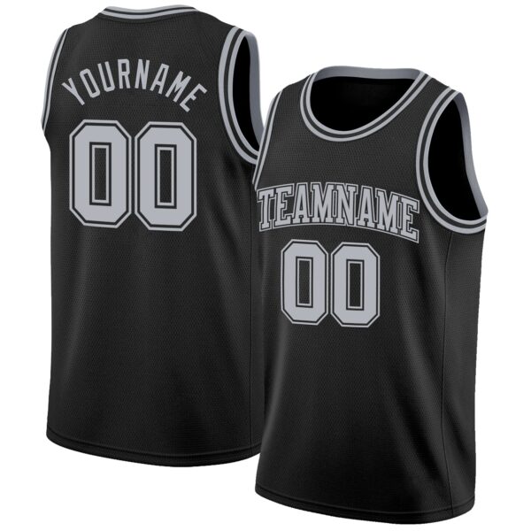 Custom Black Gray Authentic Basketball Jersey