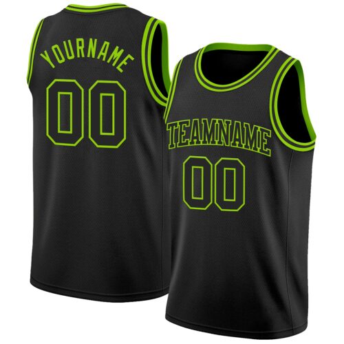 Black2866 Custom Black Neon Green Authentic Basketball Jersey