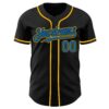 Custom Black Blue-Gold Authentic Baseball Jersey