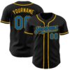 Custom Black Blue-Gold Authentic Baseball Jersey