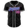 Custom Black Deep Pink Thunder Blue-White Authentic Baseball Jersey