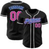 Custom Black Deep Pink Thunder Blue-White Authentic Baseball Jersey