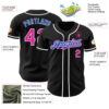 Custom Black Deep Pink Thunder Blue-White Authentic Baseball Jersey