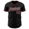 Custom Black White-Red Authentic Baseball Jersey