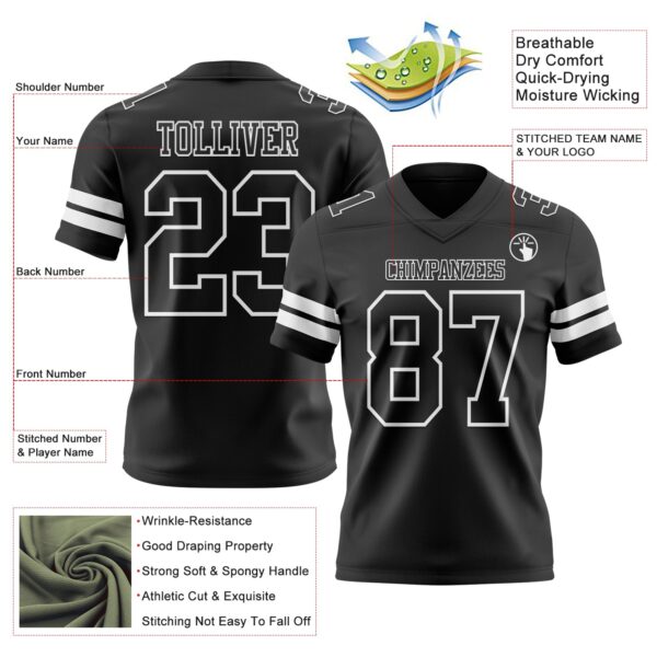 Custom Black White Authentic Football Jersey