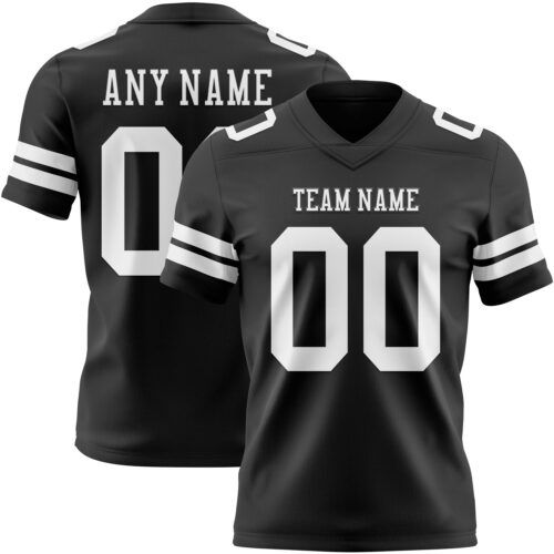 Black2899 Custom Black White Authentic Football Jersey