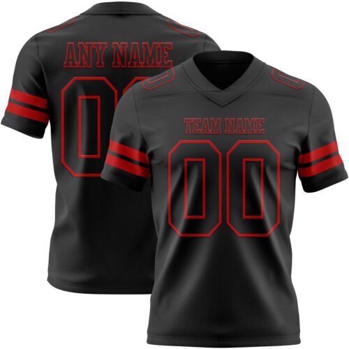 Custom Black Red Authentic Football Jersey