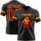 Black2904-1 Custom Black Red-Gold Authentic Football Jersey
