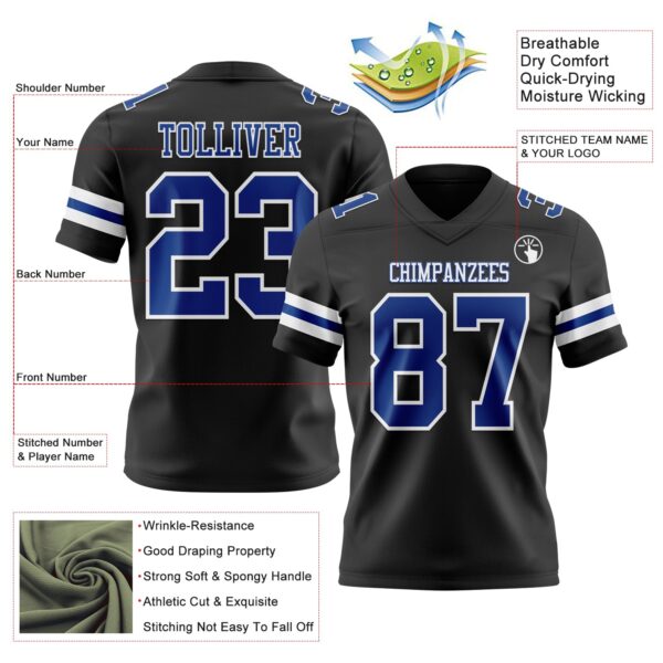 Custom Black Royal-White Authentic Football Jersey