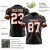 Custom Black White-Orange Authentic Football Jersey