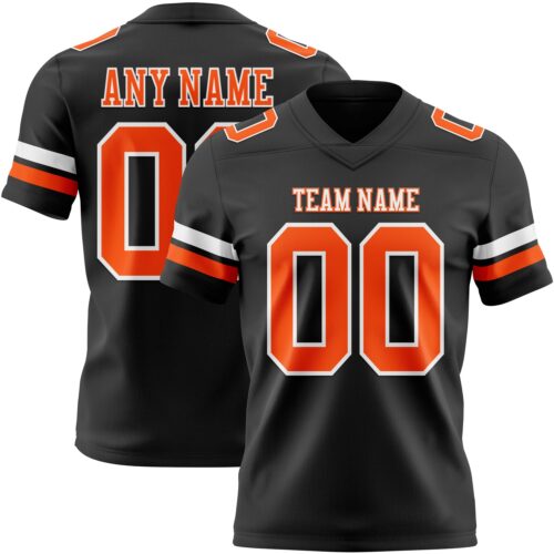 Black2911 Custom Black Orange-White Authentic Football Jersey