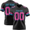 Custom Black Pink-Sky Blue Authentic Football Jersey