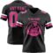 Black2917-1 Custom Black Pink-White Authentic Football Jersey