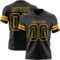 Black2918 Custom Black Gold Authentic Football Jersey