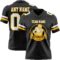 Black2919-1 Custom Black White-Gold Authentic Football Jersey