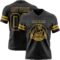Black2921-1 Custom Black Old Gold Authentic Football Jersey