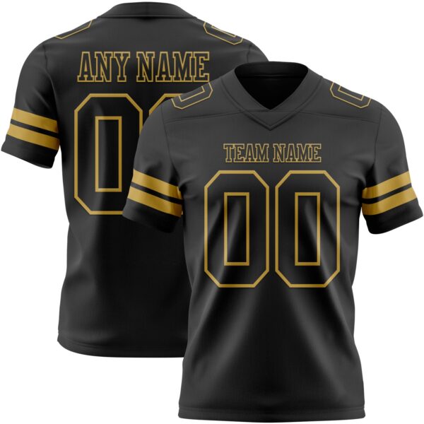 Custom Black Old Gold Authentic Football Jersey