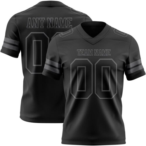 Black2924 Custom Black Steel Gray Authentic Football Jersey