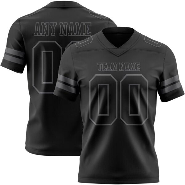 Custom Black Steel Gray Authentic Football Jersey
