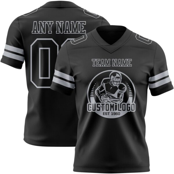Custom Black Gray Authentic Football Jersey