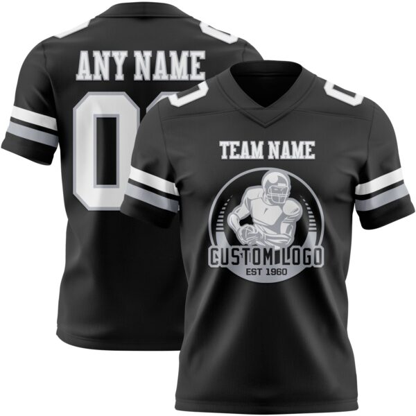 Custom Black White-Gray Authentic Football Jersey