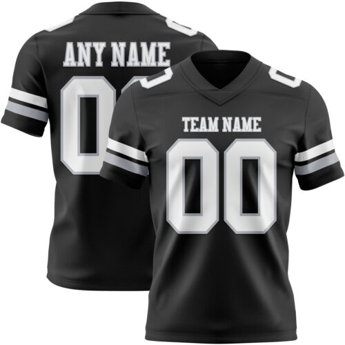 Custom Black White-Gray Authentic Football Jersey