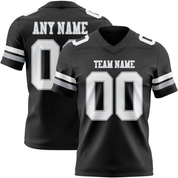 Custom Black White-Gray Authentic Football Jersey