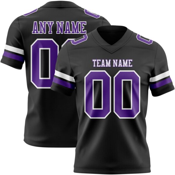 Custom Black Purple-White Authentic Football Jersey
