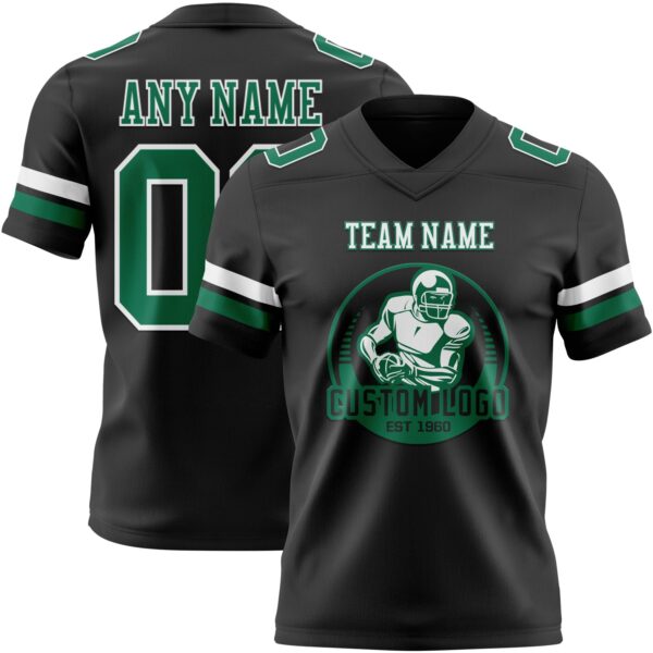 Custom Black Kelly Green-White Authentic Football Jersey