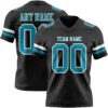 Custom Black Teal-White Authentic Football Jersey