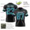 Black2946-2 Custom Black Teal-White Authentic Football Jersey