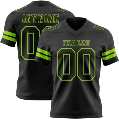 Black2948 Custom Black Neon Green Authentic Football Jersey