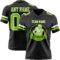 Black2949-1 Custom Black Neon Green-White Authentic Football Jersey