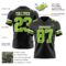 Black2949-2 Custom Black Neon Green-White Authentic Football Jersey