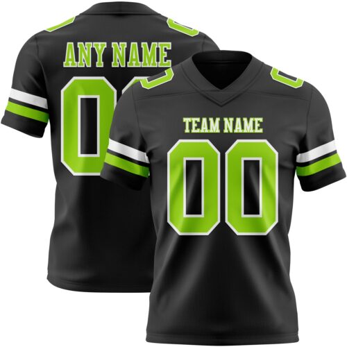 Black2949 Custom Black Neon Green-White Authentic Football Jersey