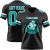 Custom Black Aqua-White Authentic Football Jersey