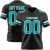 Custom Black Aqua-White Authentic Football Jersey