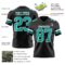Black2955-2 Custom Black Aqua-White Authentic Football Jersey
