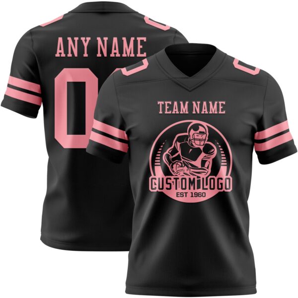 Custom Black Medium Pink Authentic Football Jersey