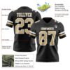 Custom Black Vegas Gold-White Authentic Football Jersey