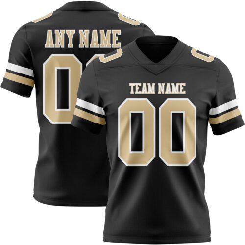 Black2960 Custom Black Vegas Gold-White Authentic Football Jersey