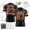 Custom Black Texas Orange-White Authentic Football Jersey