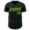 Custom Black Kelly Green-Gold Authentic Baseball Jersey