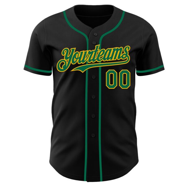 Custom Black Kelly Green-Gold Authentic Baseball Jersey